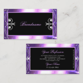 豪華な黒華美紫色の輝く宝石スクワイグド 名刺