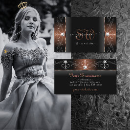 豪華な黒褐色の斜角の宝石モノグラム 名刺