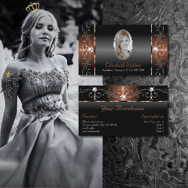 豪華な黒褐色の斜面宝石と写真 名刺