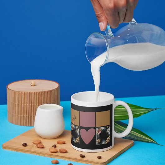 豪華な黒金のアゲートの花模様のマーブル マグカップ