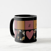 豪華な黒金のアゲートの花模様のマーブル マグカップ (正面左)