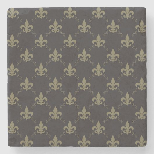 豪華な黒金ゴールド（紋章の）フラ・ダ・リパターン ストーンコースター (正面)