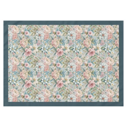 豪華な18世紀インスパイアの繊細な花模様 テーブルクロス (正面(横))