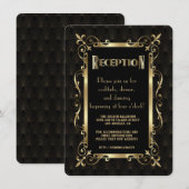 豪華な1920年代ゴールドアートデコの受付 招待状 (正面/裏面)