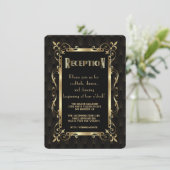 豪華な1920年代ゴールドアートデコの受付 招待状 (スタンド正面)