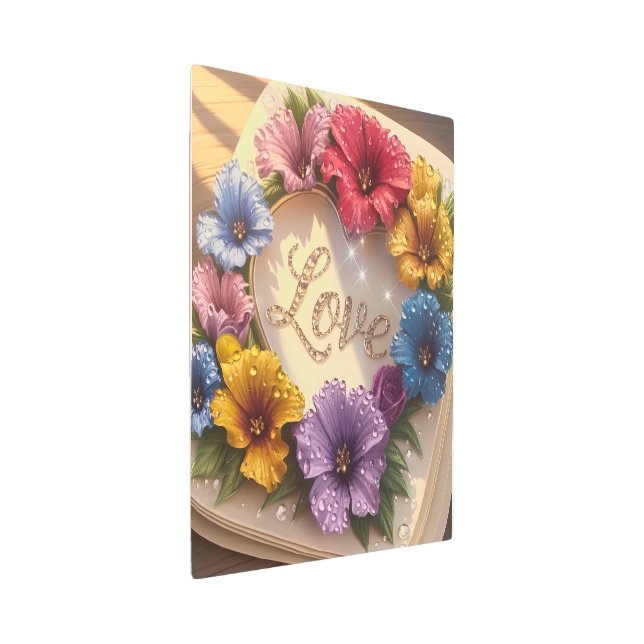 豪華な3Dグリーティングカードとフローラデザイン メタルプリント (3/4)