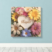 豪華な3Dグリーティングカード 花柄デザイン キャンバスプリント (インサイチュ (ウッドフロア))