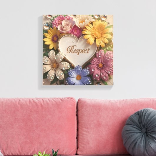 豪華な3Dグリーティングカード 花柄デザイン キャンバスプリント (インサイチュ (リビング))