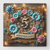 豪華な5周年結婚記念日 スクエア壁時計 (正面)
