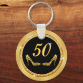 豪華な50歳の誕生日パーティーが彼女を応援 キーホルダー (裏面)