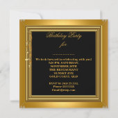 豪華な60歳のお祝い 60周年 ゴールド 赤いバラ ワイン 招待状 (裏面)