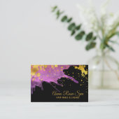 豪華な*~*の金ゴールドのはっきりしたで抽象的なピンクの水彩画 名刺 (スタンド正面)