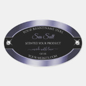 豪華な ブラック ブルー 光沢のある 輝かしい 製品ラベル 楕円形シール (正面)