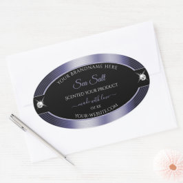 豪華な ブラック ブルー 光沢のある 輝かしい 製品ラベル 楕円形シール