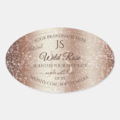 豪華なRosegoldグリッターモノグラム製品ラベル 楕円形シール (正面)