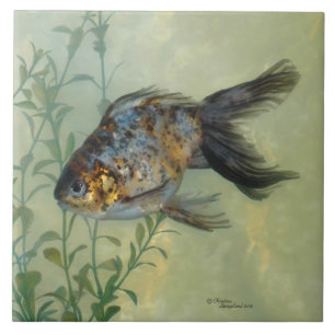 豪華なRyukinのさらさの金魚のタイル タイル