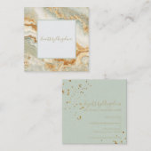 豪華なSeafoamの緑のティール（緑がかった色）及び金ゴールドの瑪瑙の名刺 スクエア名刺 (正面/裏面)