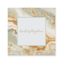 豪華なSeafoamの緑のティール（緑がかった色）及び金ゴールドの瑪瑙の名刺