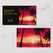 豪華なShimmery島の日没及びヨット 名刺 (正面/裏面)