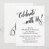 豪華にお祝いしよう！シンプルな白 招待状 (正面/裏面)