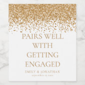 豪華に輝くエンゲージメントにぴったりなゴールドグリッター ワインラベル (シングルラベル)