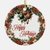 豪華エレガントなクリスマスリース装飾用のボーブル セラミックオーナメント (正面)