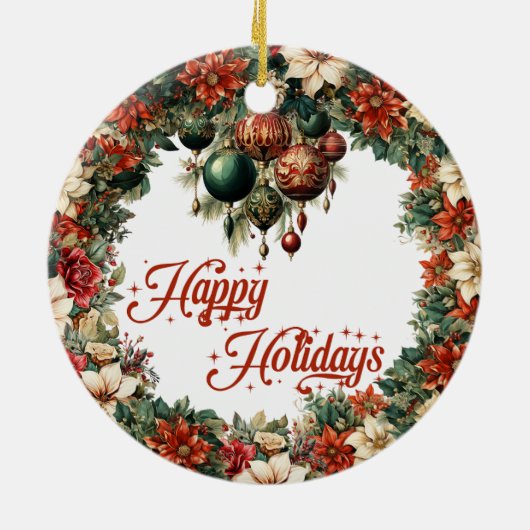 豪華エレガントなクリスマスリース装飾用のボーブル セラミックオーナメント (裏面)