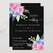 豪華エレガントなシンプルフローラ 招待状 (正面/裏面)