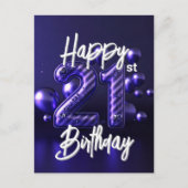 豪華エレガントなスパークリパープル21歳の誕生日 ポストカード (正面)