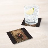 豪華エレガントなハートエンブレム。 スクエアペーパーコースター (インサイチュ)