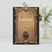 豪華エレガントなハートエンブレム。 出欠カード (スタンド正面)