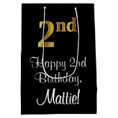 豪華エレガントなフェイク金ゴールド ミディアムペーパーバッグ (裏面)