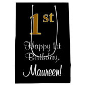 豪華エレガントなフェイク金ゴールド ミディアムペーパーバッグ (裏面)