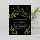 豪華エレガントな結婚葉の箔張り 箔招待状 (立ち正面)