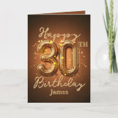 豪華エレガントな金ゴールドとブラウン30歳の誕生日 カード (正面)