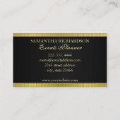 豪華エレガントな黒と金ゴールドの幾何学的メッシュ 名刺 (裏面)