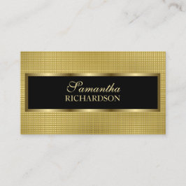 豪華エレガントな黒と金ゴールドの幾何学的メッシュ 名刺