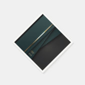 豪華エレガントダークグリーン金ゴールドモノグラム名 スタンダードカクテルナプキン (角)