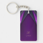 豪華エレガントパープル金ゴールドモノグラムモダングラム キーホルダー (正面)