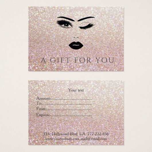 豪華エレガントモダンなキラキラの女の子顔 (正面&裏面)