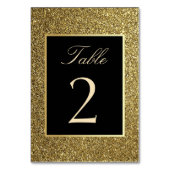 豪華エレガント グリッター ゴールドとブラックの結婚式テーブル番号 テーブルナンバー (裏面)