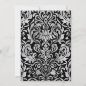 豪華エレガント ラックス シルバー ダマスク オン ブラック ウェディング 招待状 (裏面)