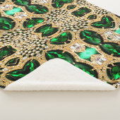 豪華ガーリーな高級金ゴールドエメラルドグリーンラインストーン シェルパブランケット (3/4)