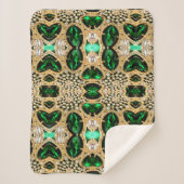 豪華ガーリーな高級金ゴールドエメラルドグリーンラインストーン シェルパブランケット (正面)