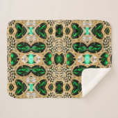 豪華ガーリーな高級金ゴールドエメラルドグリーンラインストーン シェルパブランケット (正面(横))