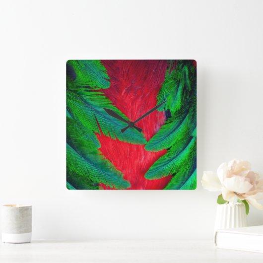 豪華ケツァル羽デザイン スクエア壁時計 (ホーム)