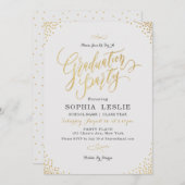 豪華ゴールドのカリグラフィー ヴィンテージ卒業パーティー 招待状 (正面/裏面)