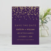 豪華ゴールドのコンフェッティとディープパープルの「Save the Date」 セーブザデート (スタンド正面)