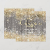 豪華ゴールドのコンフェッティ クリスマスパーティ 招待状 (正面/裏面)