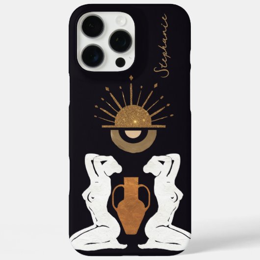 豪華ゴールドの女神モノグラム パーソナライズされたグリッター Case-Mate iPhoneケース (裏面)